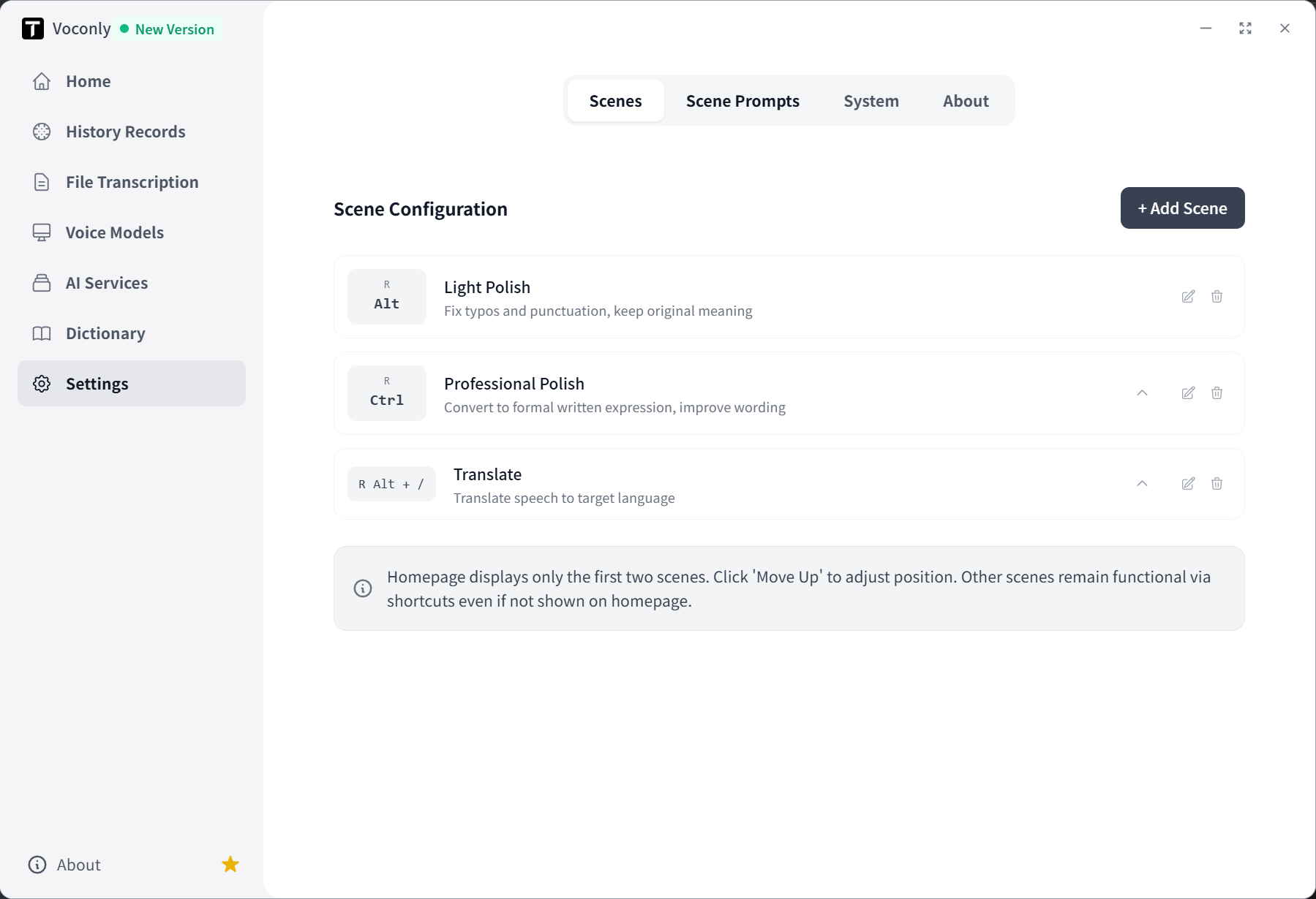 Scenario Management Interface